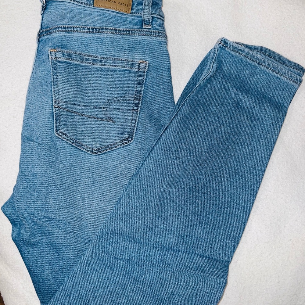 American Eagle Outfitters Blue Stretch Straight Leg Denim Jeans